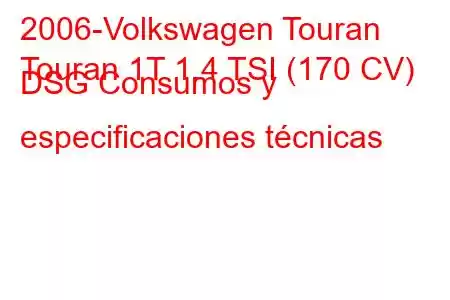 2006-Volkswagen Touran
Touran 1T 1.4 TSI (170 CV) DSG Consumos y especificaciones técnicas