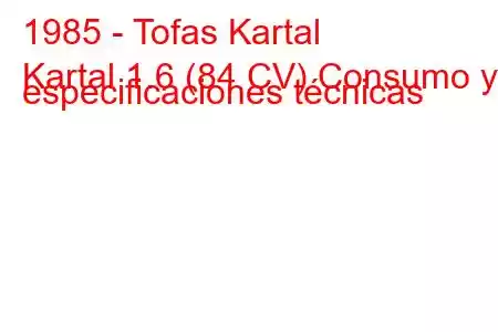 1985 - Tofas Kartal
Kartal 1.6 (84 CV) Consumo y especificaciones técnicas