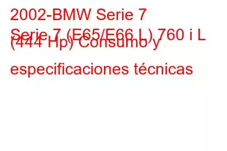 2002-BMW Serie 7
Serie 7 (E65/E66 L) 760 i L (444 Hp) Consumo y especificaciones técnicas