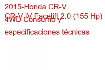 2015-Honda CR-V
CR-V IV Facelift 2.0 (155 Hp) 4WD Consumo y especificaciones técnicas