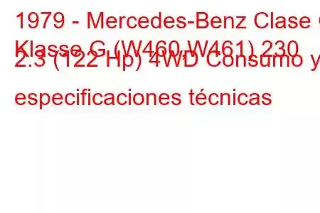 1979 - Mercedes-Benz Clase G
Klasse G (W460,W461) 230 2.3 (122 Hp) 4WD Consumo y especificaciones técnicas