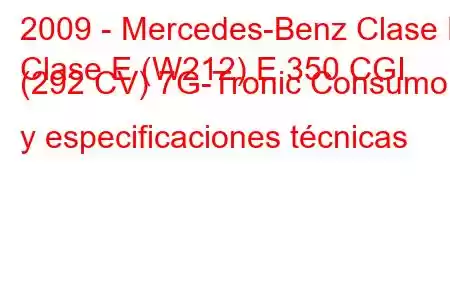 2009 - Mercedes-Benz Clase E
Clase E (W212) E 350 CGI (292 CV) 7G-Tronic Consumo y especificaciones técnicas