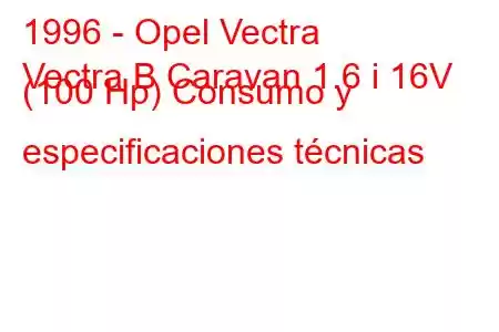 1996 - Opel Vectra
Vectra B Caravan 1.6 i 16V (100 Hp) Consumo y especificaciones técnicas