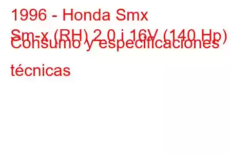 1996 - Honda Smx
Sm-x (RH) 2.0 i 16V (140 Hp) Consumo y especificaciones técnicas