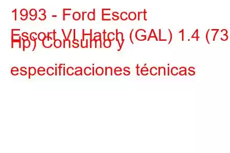 1993 - Ford Escort
Escort VI Hatch (GAL) 1.4 (73 Hp) Consumo y especificaciones técnicas