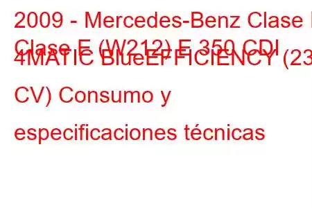 2009 - Mercedes-Benz Clase E
Clase E (W212) E 350 CDI 4MATIC BlueEFFICIENCY (231 CV) Consumo y especificaciones técnicas