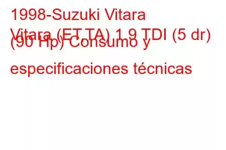 1998-Suzuki Vitara
Vitara (ET,TA) 1.9 TDI (5 dr) (90 Hp) Consumo y especificaciones técnicas