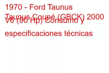 1970 - Ford Taunus
Taunus Coupé (GBCK) 2000 V6 (90 Hp) Consumo y especificaciones técnicas