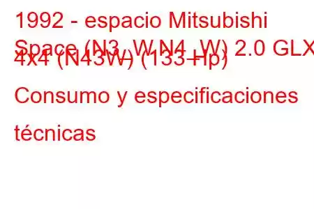 1992 - espacio Mitsubishi
Space (N3_W,N4_W) 2.0 GLXi 4x4 (N43W) (133 Hp) Consumo y especificaciones técnicas