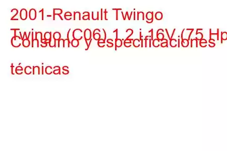 2001-Renault Twingo
Twingo (C06) 1.2 i 16V (75 Hp) Consumo y especificaciones técnicas