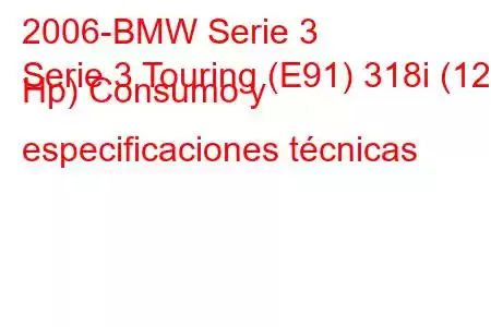 2006-BMW Serie 3
Serie 3 Touring (E91) 318i (129 Hp) Consumo y especificaciones técnicas