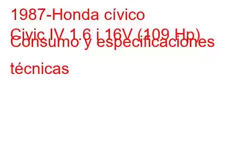 1987-Honda cívico
Civic IV 1.6 i 16V (109 Hp) Consumo y especificaciones técnicas