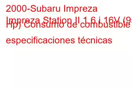 2000-Subaru Impreza
Impreza Station II 1.6 i 16V (95 Hp) Consumo de combustible y especificaciones técnicas