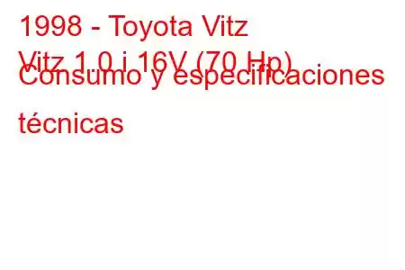 1998 - Toyota Vitz
Vitz 1.0 i 16V (70 Hp) Consumo y especificaciones técnicas