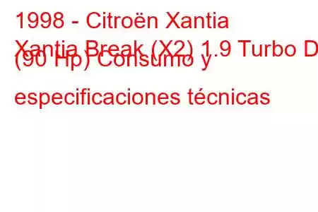 1998 - Citroën Xantia
Xantia Break (X2) 1.9 Turbo D (90 Hp) Consumo y especificaciones técnicas