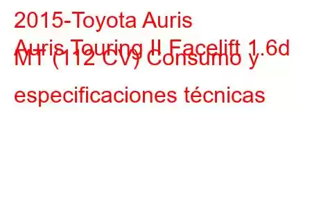 2015-Toyota Auris
Auris Touring II Facelift 1.6d MT (112 CV) Consumo y especificaciones técnicas