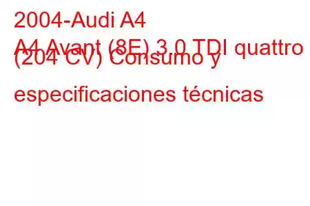 2004-Audi A4
A4 Avant (8E) 3.0 TDI quattro (204 CV) Consumo y especificaciones técnicas