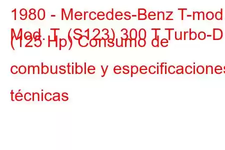 1980 - Mercedes-Benz T-mod.
Mod. T. (S123) 300 T Turbo-D (125 Hp) Consumo de combustible y especificaciones técnicas