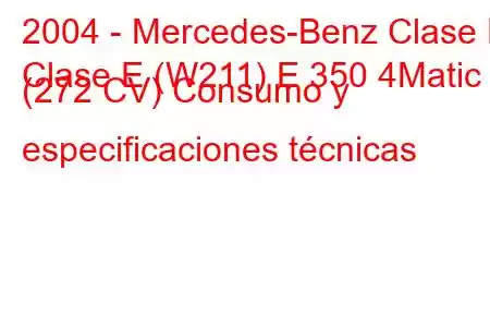 2004 - Mercedes-Benz Clase E
Clase E (W211) E 350 4Matic (272 CV) Consumo y especificaciones técnicas