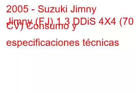 2005 - Suzuki Jimny
Jimny (FJ) 1.3 DDiS 4X4 (70 CV) Consumo y especificaciones técnicas