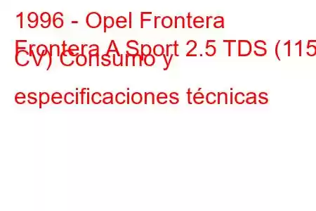 1996 - Opel Frontera
Frontera A Sport 2.5 TDS (115 CV) Consumo y especificaciones técnicas