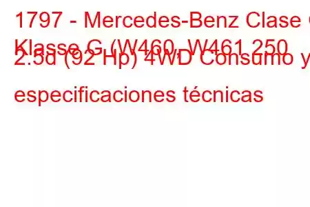 1797 - Mercedes-Benz Clase G
Klasse G (W460, W461 250 2.5d (92 Hp) 4WD Consumo y especificaciones técnicas