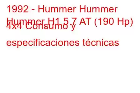 1992 - Hummer Hummer
Hummer H1 5.7 AT (190 Hp) 4x4 Consumo y especificaciones técnicas