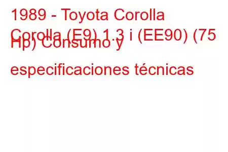 1989 - Toyota Corolla
Corolla (E9) 1.3 i (EE90) (75 Hp) Consumo y especificaciones técnicas