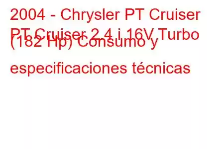 2004 - Chrysler PT Cruiser
PT Cruiser 2.4 i 16V Turbo (182 Hp) Consumo y especificaciones técnicas