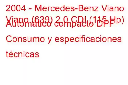 2004 - Mercedes-Benz Viano
Viano (639) 2.0 CDI (115 Hp) Automático compacto DPF Consumo y especificaciones técnicas