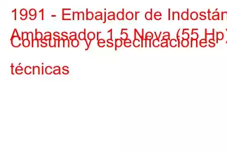 1991 - Embajador de Indostán
Ambassador 1.5 Nova (55 Hp) Consumo y especificaciones técnicas