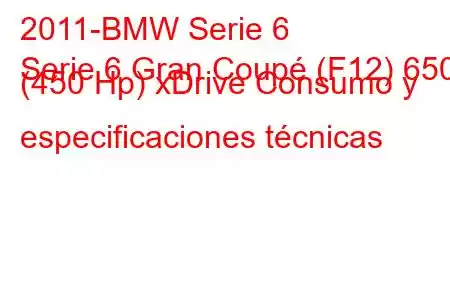 2011-BMW Serie 6
Serie 6 Gran Coupé (F12) 650i (450 Hp) xDrive Consumo y especificaciones técnicas