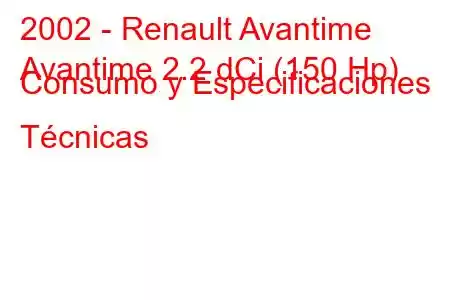 2002 - Renault Avantime
Avantime 2.2 dCi (150 Hp) Consumo y Especificaciones Técnicas