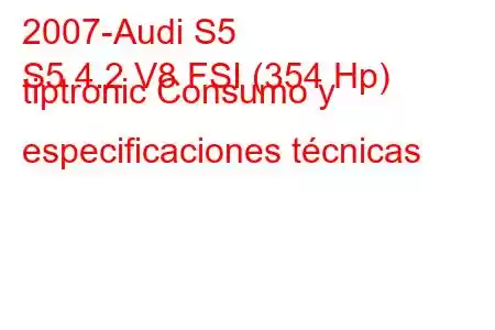 2007-Audi S5
S5 4.2 V8 FSI (354 Hp) tiptronic Consumo y especificaciones técnicas