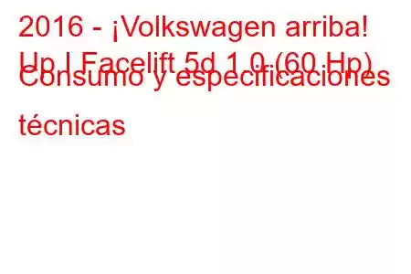 2016 - ¡Volkswagen arriba!
Up I Facelift 5d 1.0 (60 Hp) Consumo y especificaciones técnicas