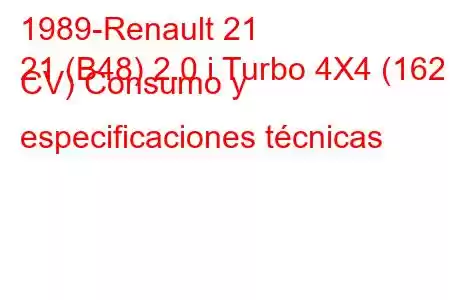 1989-Renault 21
21 (B48) 2.0 i Turbo 4X4 (162 CV) Consumo y especificaciones técnicas