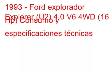 1993 - Ford explorador
Explorer (U2) 4.0 V6 4WD (160 Hp) Consumo y especificaciones técnicas