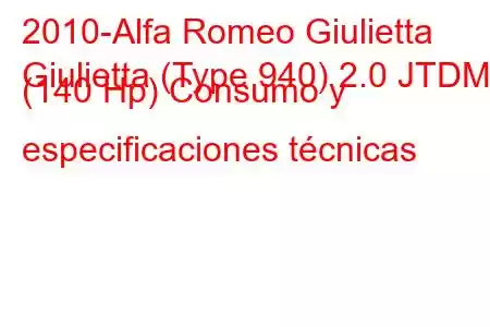 2010-Alfa Romeo Giulietta
Giulietta (Type 940) 2.0 JTDM (140 Hp) Consumo y especificaciones técnicas