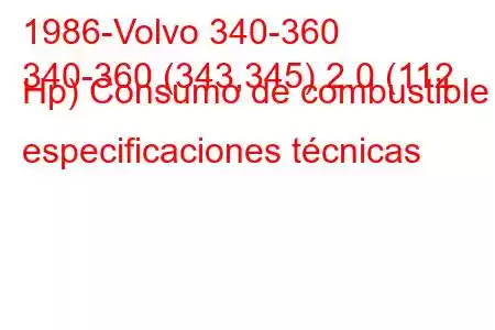 1986-Volvo 340-360
340-360 (343,345) 2.0 (112 Hp) Consumo de combustible y especificaciones técnicas