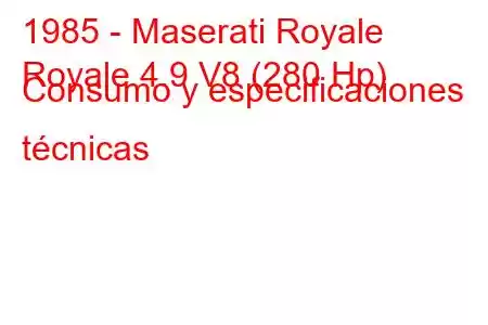 1985 - Maserati Royale
Royale 4.9 V8 (280 Hp) Consumo y especificaciones técnicas