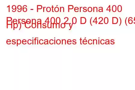 1996 - Protón Persona 400
Persona 400 2.0 D (420 D) (65 Hp) Consumo y especificaciones técnicas