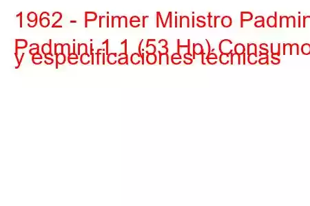 1962 - Primer Ministro Padmini
Padmini 1.1 (53 Hp) Consumo y especificaciones técnicas