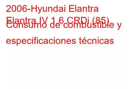 2006-Hyundai Elantra
Elantra IV 1.6 CRDi (85) Consumo de combustible y especificaciones técnicas