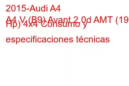 2015-Audi A4
A4 V (B9) Avant 2.0d AMT (190 Hp) 4x4 Consumo y especificaciones técnicas