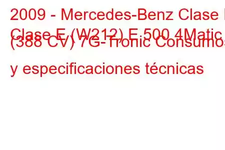 2009 - Mercedes-Benz Clase E
Clase E (W212) E 500 4Matic (388 CV) 7G-Tronic Consumos y especificaciones técnicas