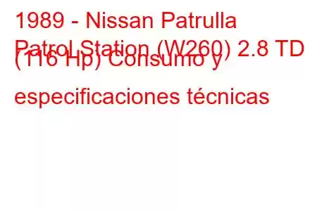 1989 - Nissan Patrulla
Patrol Station (W260) 2.8 TD (116 Hp) Consumo y especificaciones técnicas