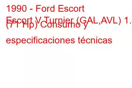 1990 - Ford Escort
Escort V Turnier (GAL,AVL) 1.4 (71 Hp) Consumo y especificaciones técnicas