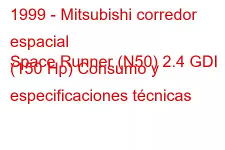 1999 - Mitsubishi corredor espacial
Space Runner (N50) 2.4 GDI (150 Hp) Consumo y especificaciones técnicas