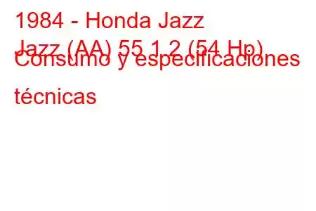 1984 - Honda Jazz
Jazz (AA) 55 1.2 (54 Hp) Consumo y especificaciones técnicas