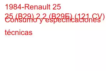 1984-Renault 25
25 (B29) 2.2 (B29E) (121 CV) Consumo y especificaciones técnicas